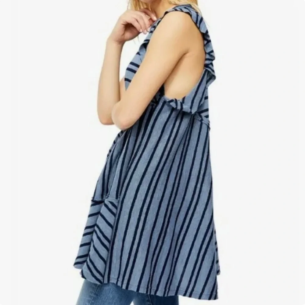 FREE PEOPLE Read Between The Lines Tunic Dress in Deep Sea Combo SZ M NEW!!! - Picture 3 of 9